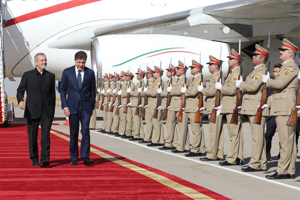 مسعود پزشکیان و خوش و بش با نیچروان بارزانی در اقلیم کردستان